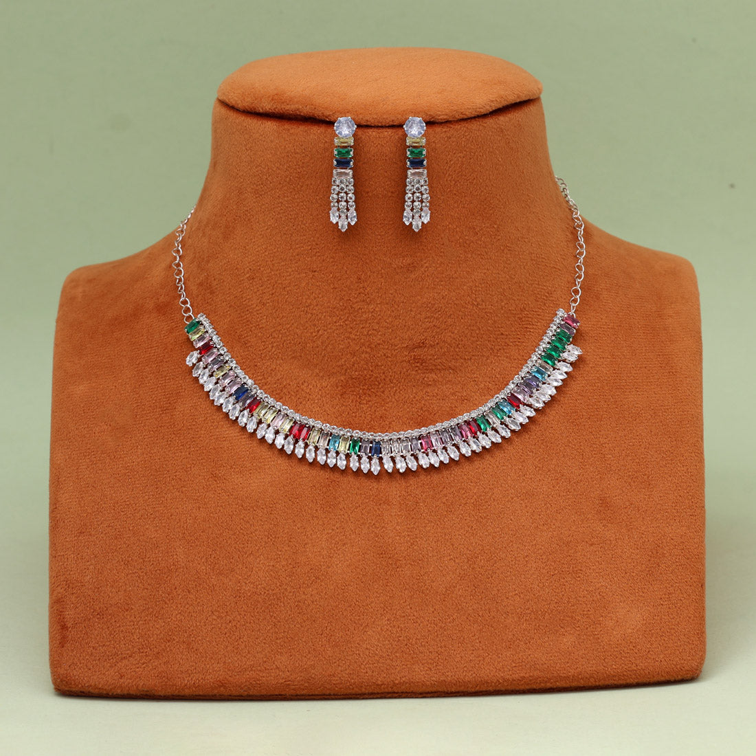 Multi Color Stone Necklace Set (STN231MLT) Jewellery GetGlit