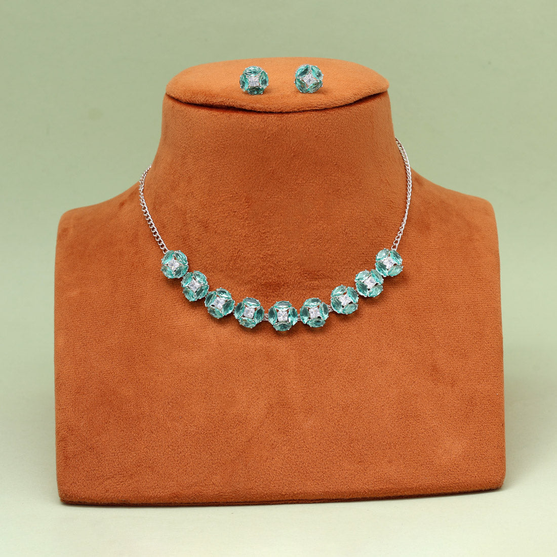 Light Green Color Stone Necklace Set (STN234LGRN) Jewellery GetGlit