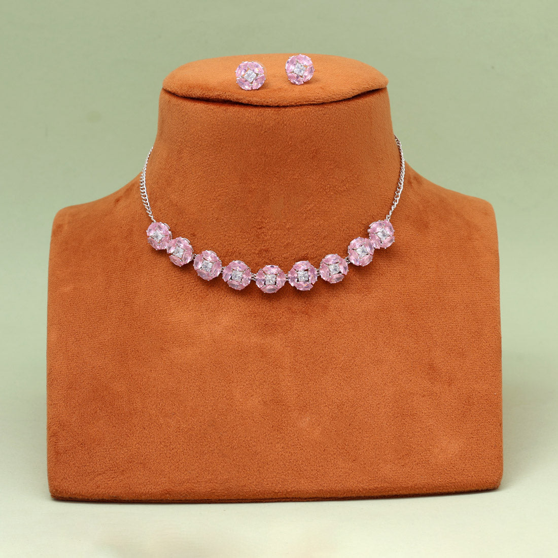 Light Pink Color Stone Necklace Set (STN234LPNK) Jewellery GetGlit