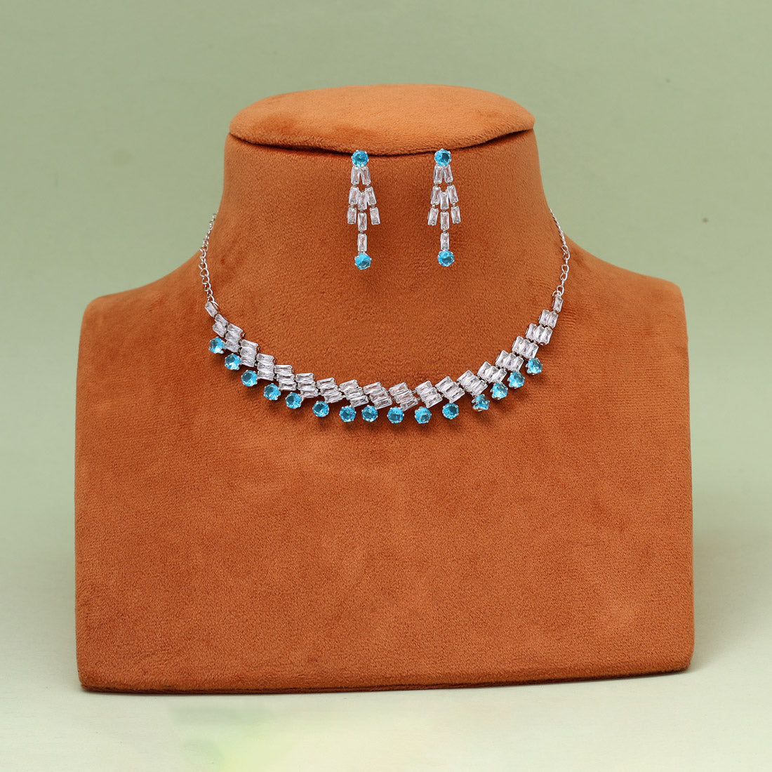 Firozi Color Stone Necklace Set (STN236FRZ) Jewellery GetGlit