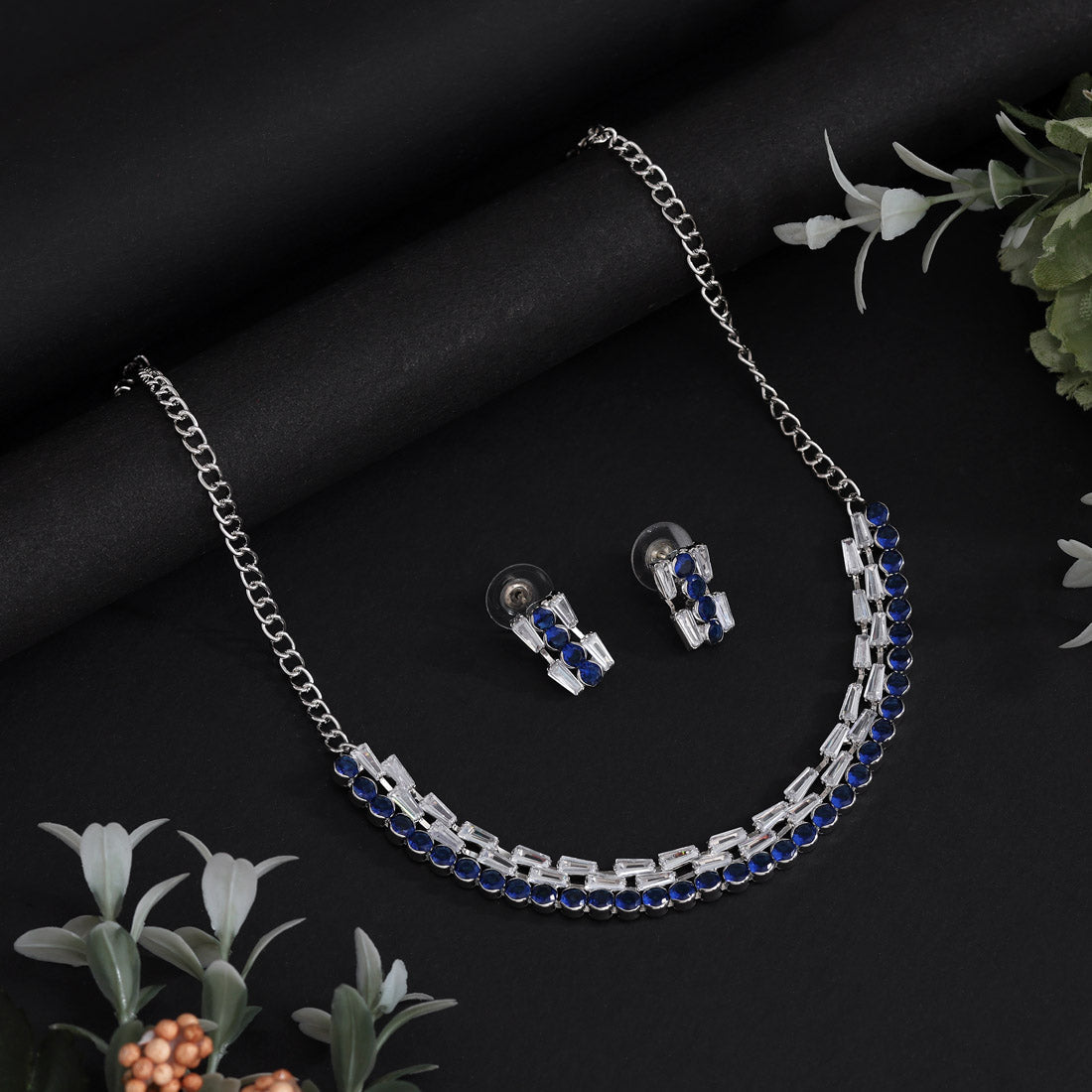 Blue Color Stone Necklace Set (STN237BLU) Jewellery GetGlit