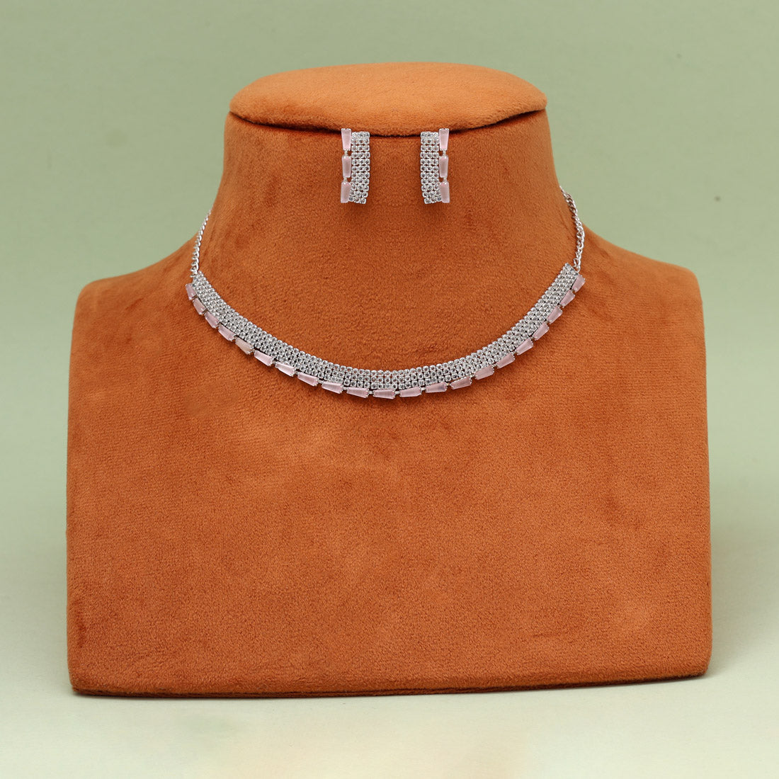 Baby Pink Color Stone Necklace Set (STN239BPNK) Jewellery GetGlit