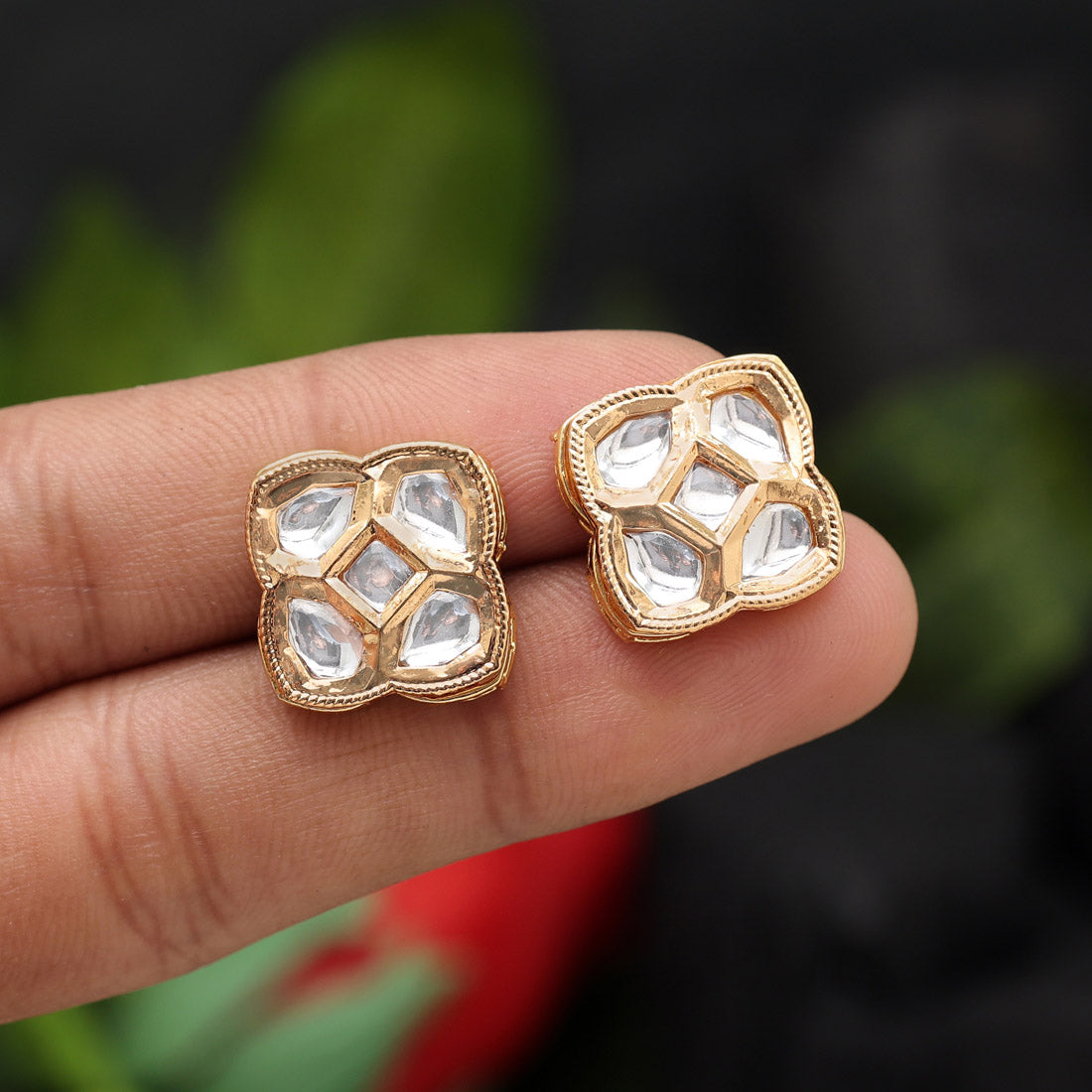 White Color Stud Earrings (STUD211WHT) Jewellery GetGlit