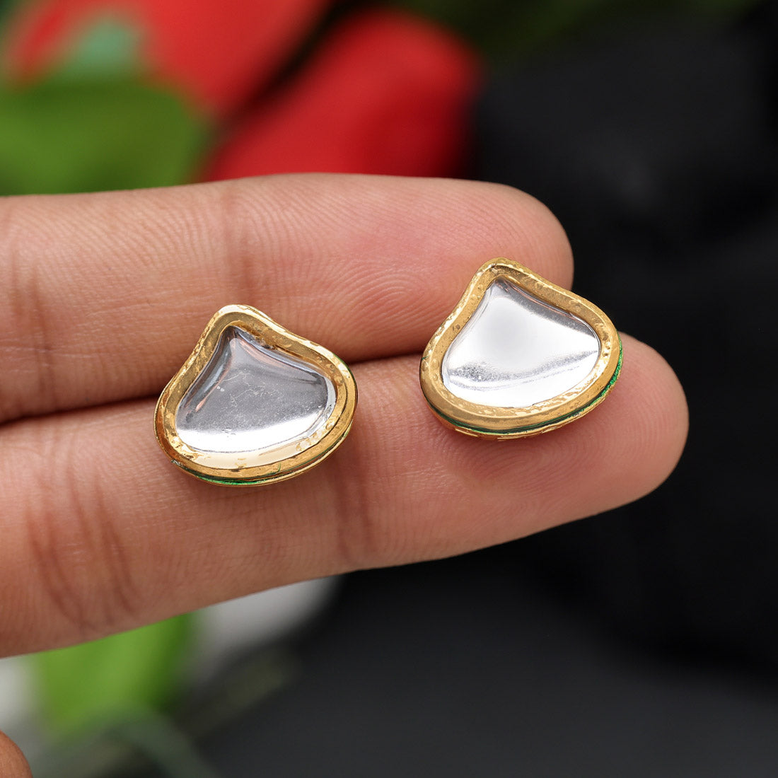 White Color Stud Earrings (STUD220WHT) Jewellery GetGlit   