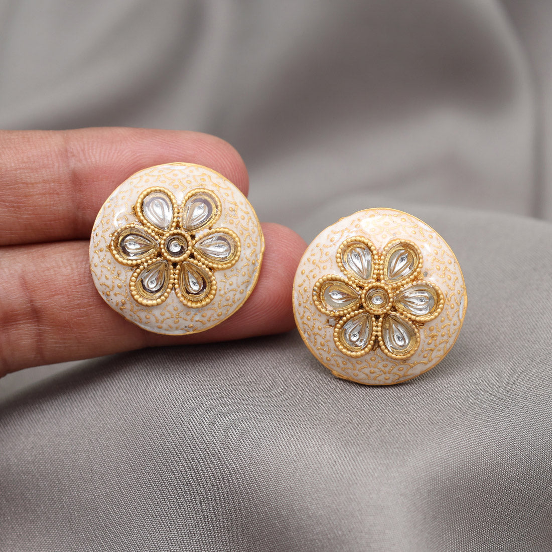 Gold Color Stud Earrings (STUD228GLD) Jewellery GetGlit