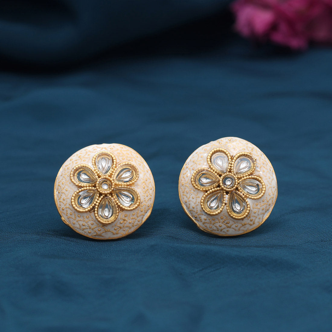 Gold Color Stud Earrings (STUD228GLD) Jewellery GetGlit