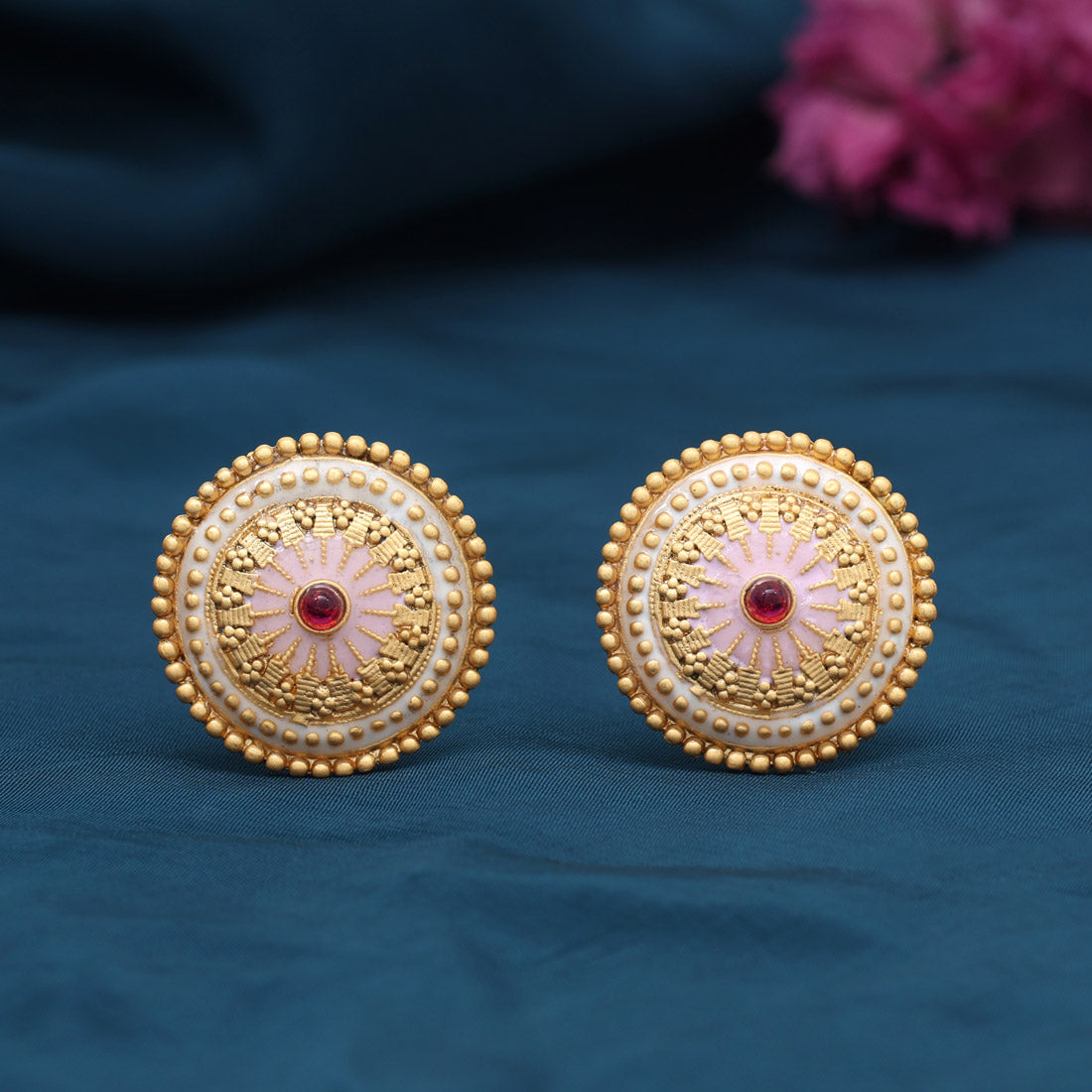 Pink Color Stud Earrings (STUD229PNK) Jewellery GetGlit