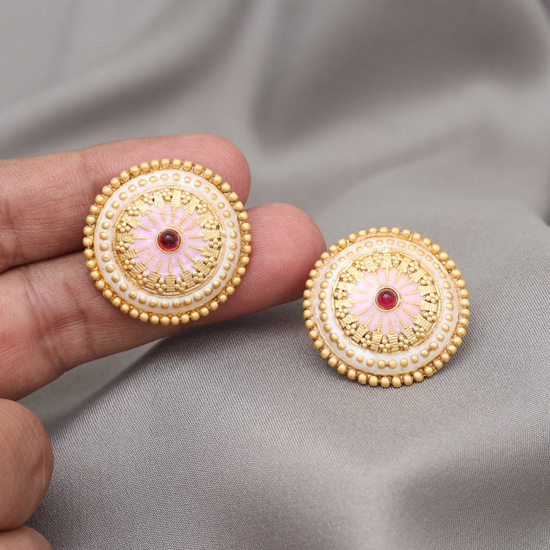 Pink Color Stud Earrings (STUD229PNK) Jewellery GetGlit