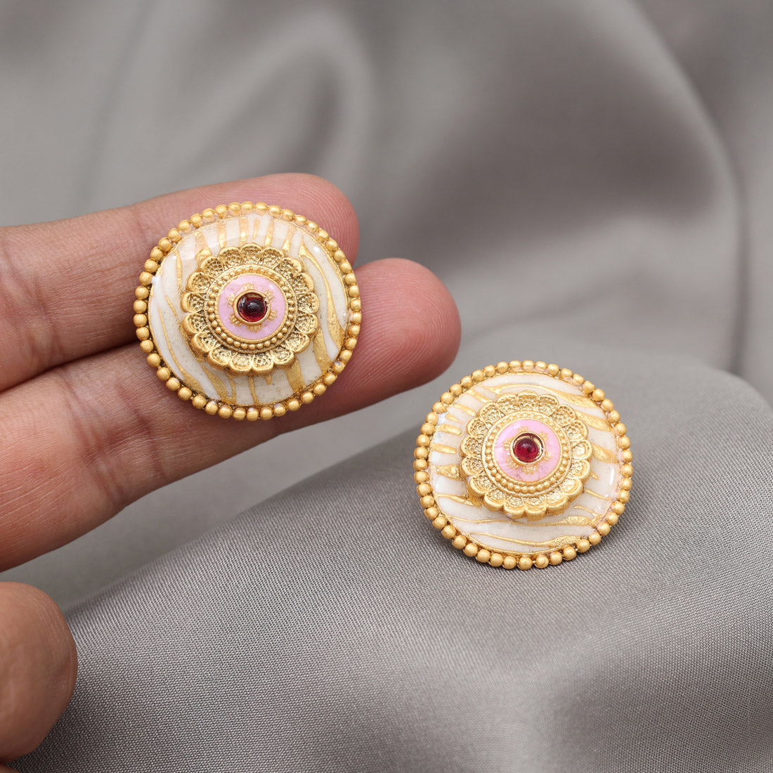 Pink Color Stud Earrings (STUD230PNK) Jewellery GetGlit