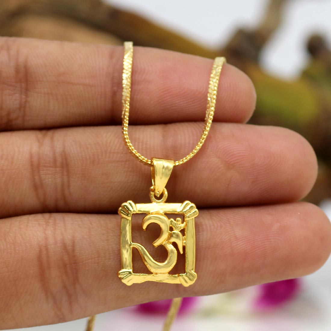 Gold Color Om Temple Locket (TL119GLD) Jewellery GetGlit   