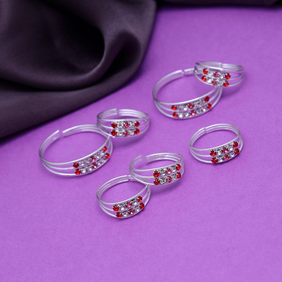 Multi Color Assorted Design Toe Rings (Bichhiya) Combo Of 6 Pairs (TOER230CMB) Jewellery GetGlit   