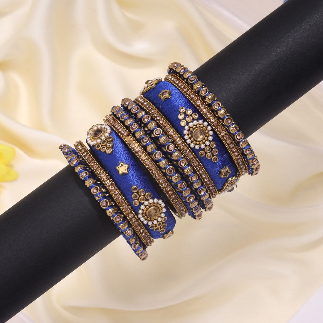 Blue Color Thread Bangle Set: 2.4