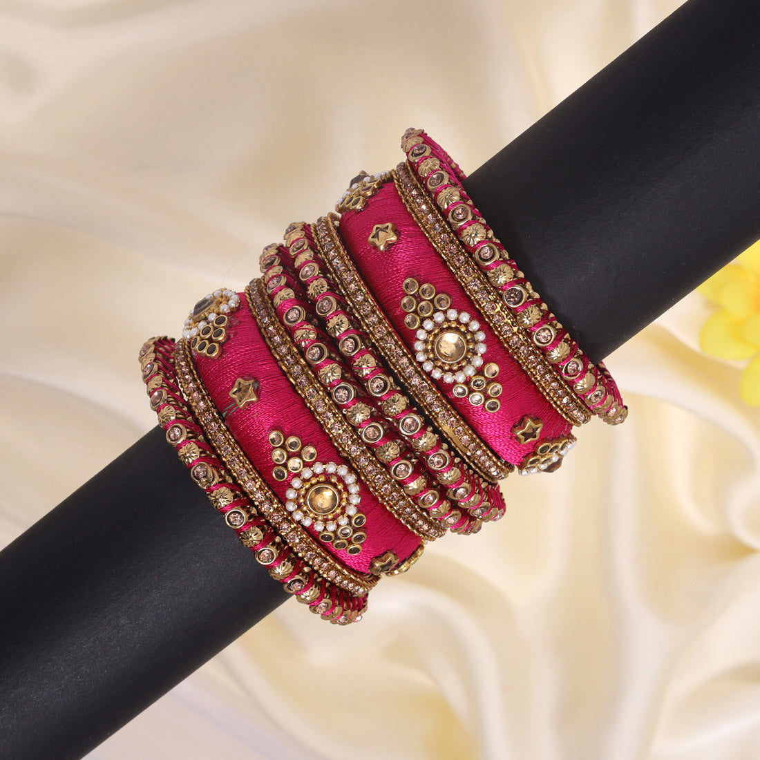 Rani Color Thread Bangle Set: 2.4 (TRB179RNI-2.4) Jewellery GetGlit