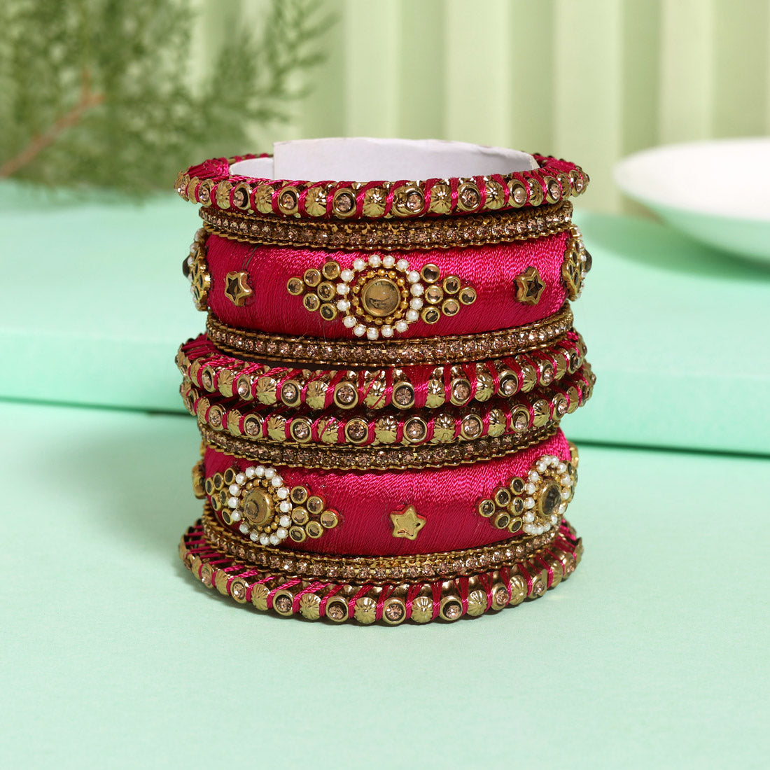 Rani Color Thread Bangle Set: 2.6 Jewellery GetGlit