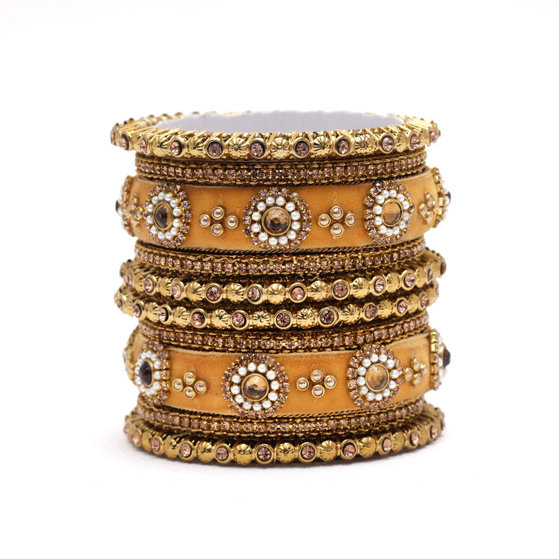 Cream Color Thread Bangle Set: 2.10 Jewellery GetGlit