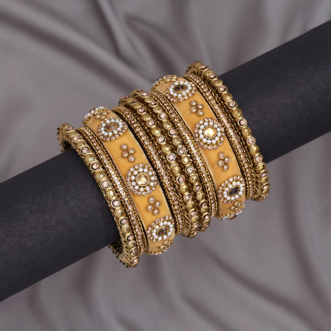 Cream Color Thread Bangle Set: 2.10 Jewellery GetGlit