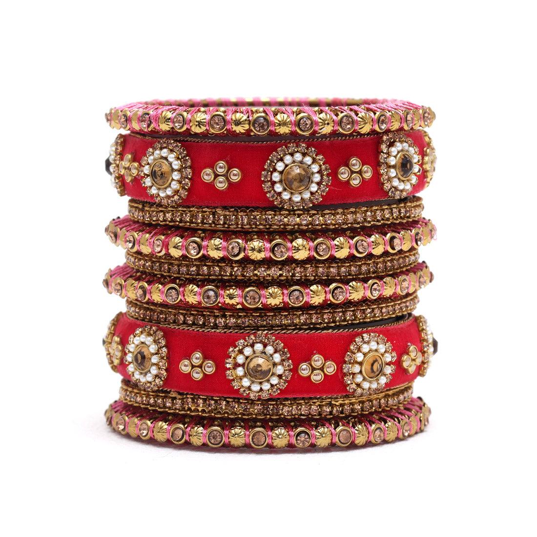 Gajri Color Thread Bangle Set: 2.10