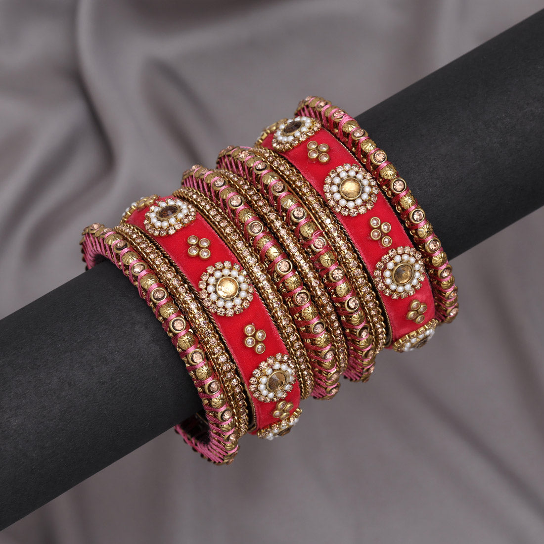 Gajri Color Thread Bangle Set: 2.12 Jewellery GetGlit