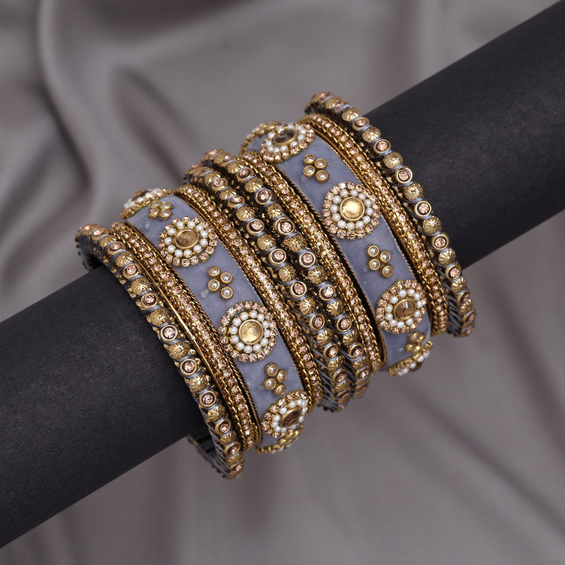 Grey Color Thread Bangle Set: 2.12 Jewellery GetGlit