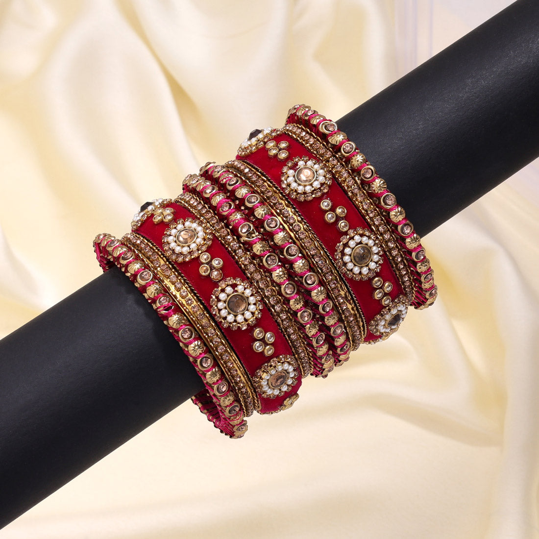 Rani Color Velvet Work Bangle Set: 2.10 (TRB180RNI-2.10)