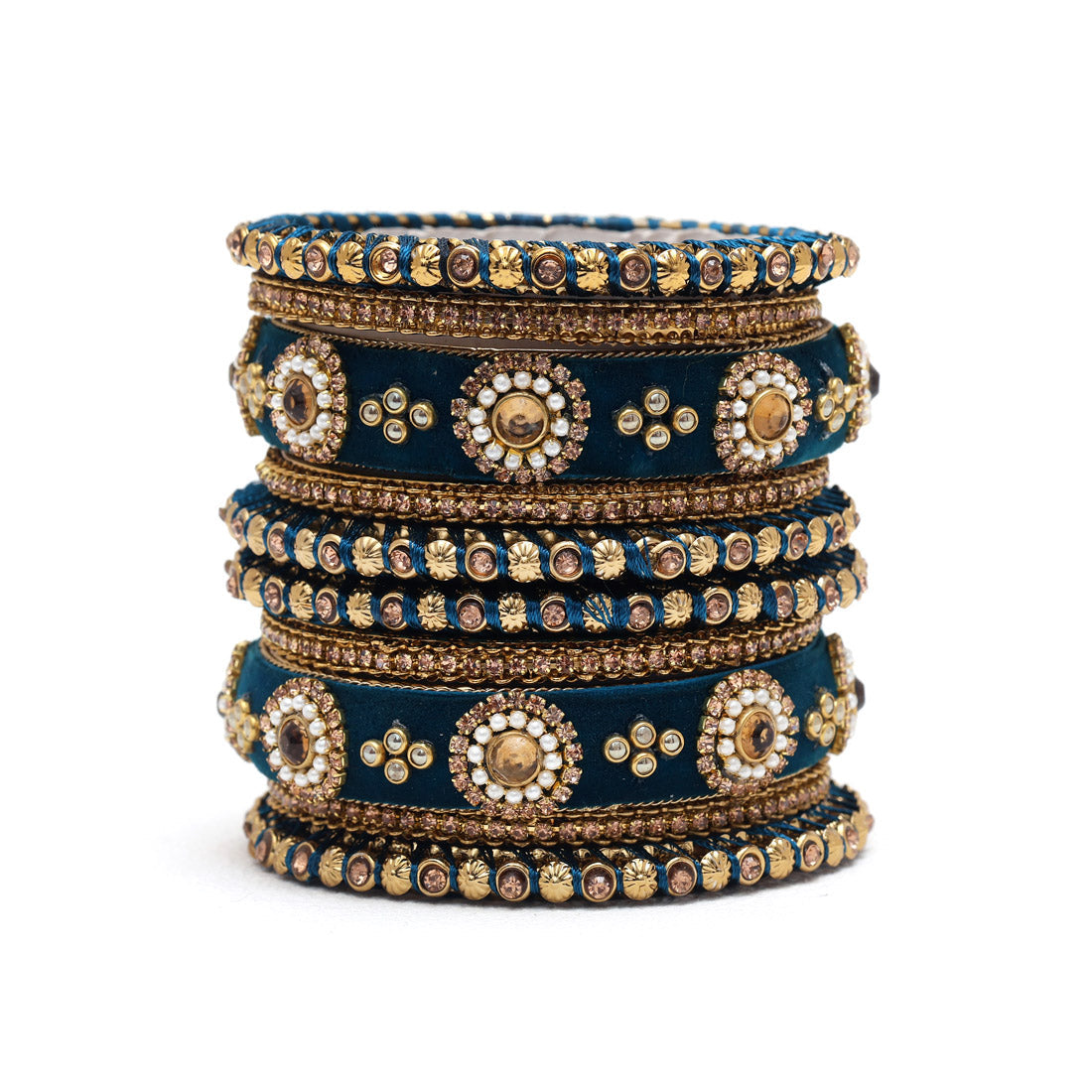 Turquoise Blue Color Thread Bangle Set: 2.10 (TRB180TBLU-2.10) Jewellery GetGlit