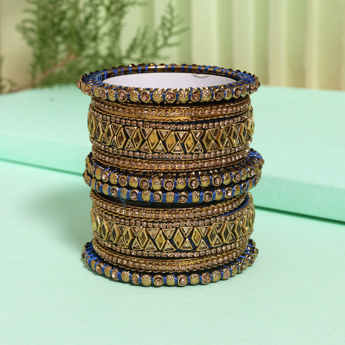 Blue Color Thread Bangle Set: 2.10 Jewellery GetGlit