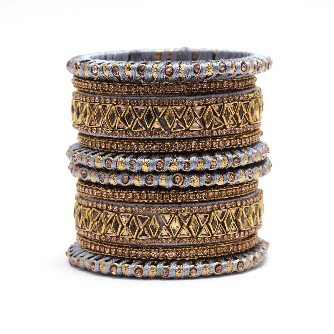 Grey Color Thread Bangle Set: 2.10 (TRB182GRY-2.10)