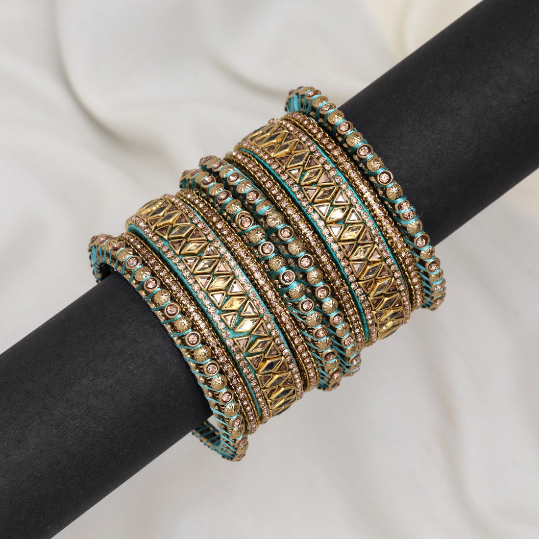 Light Green Color Thread Bangle Set: 2.10 Jewellery GetGlit