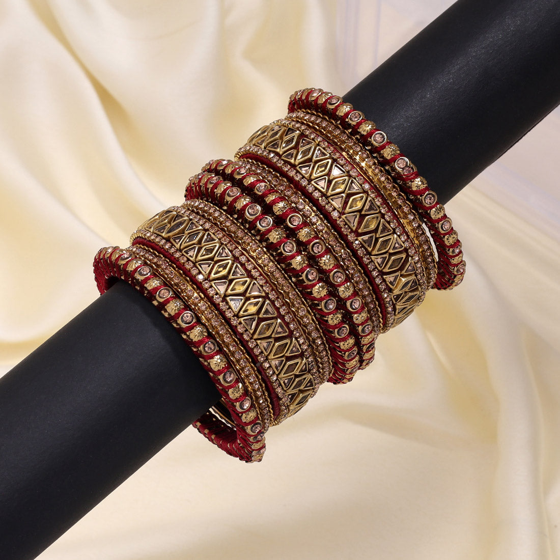 Maroon Color Thread Bangle Set: 2.10 (TRB182MRN-2.10)