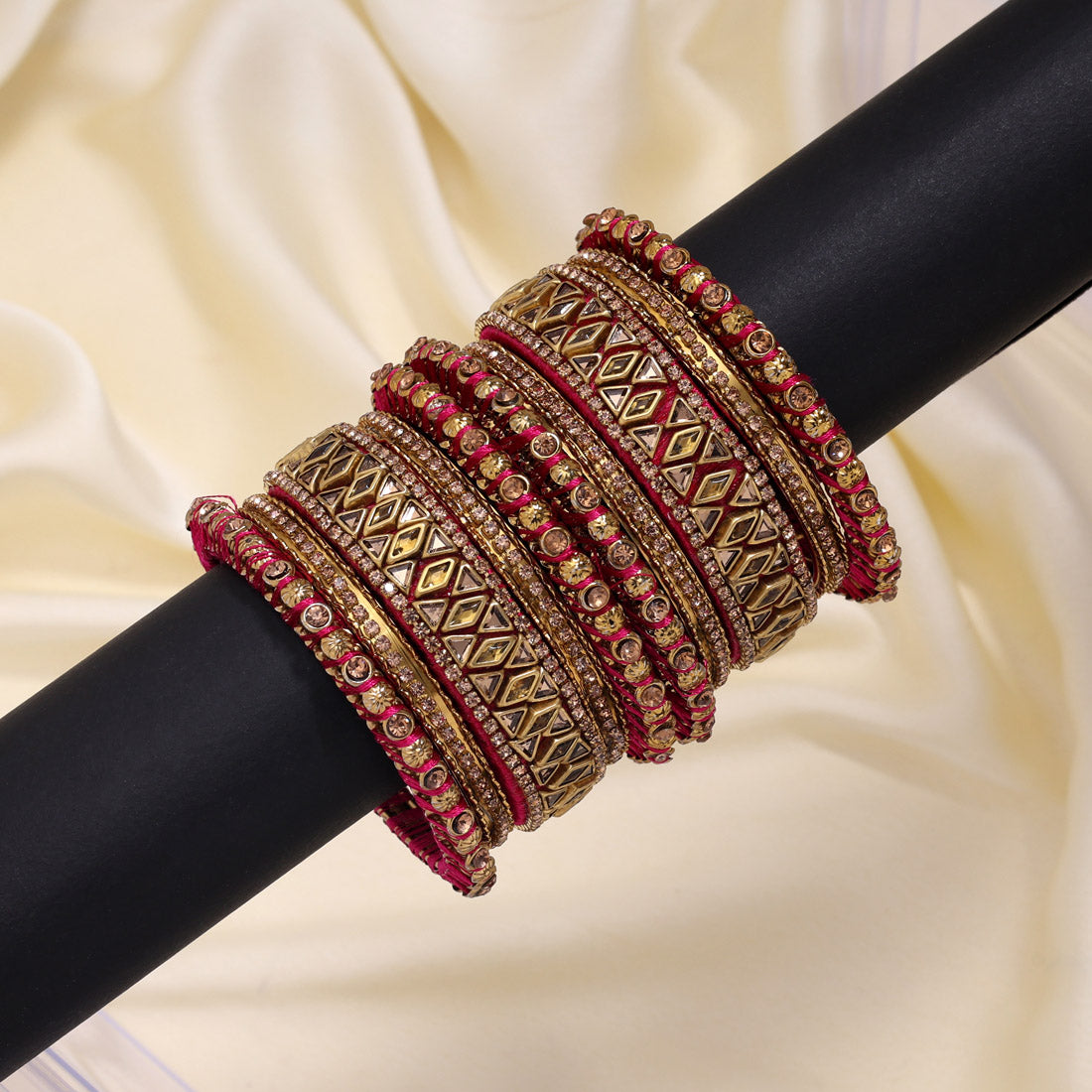 Rani Color Thread Bangle Set: 2.10 (TRB182RNI-2.10) Jewellery GetGlit