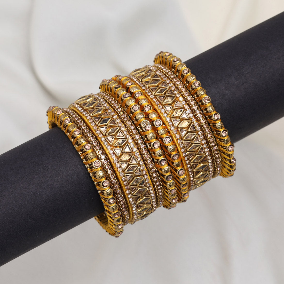 Yellow Color Thread Bangle Set: 2.10 Jewellery GetGlit