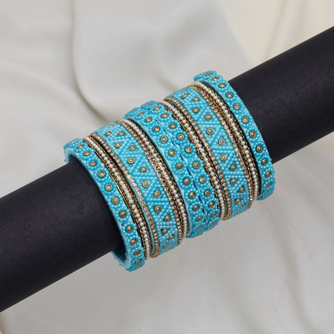 Firozi Color Thread Bangle Set: 2.10 (TRB183FRZ-2.10) Jewellery GetGlit