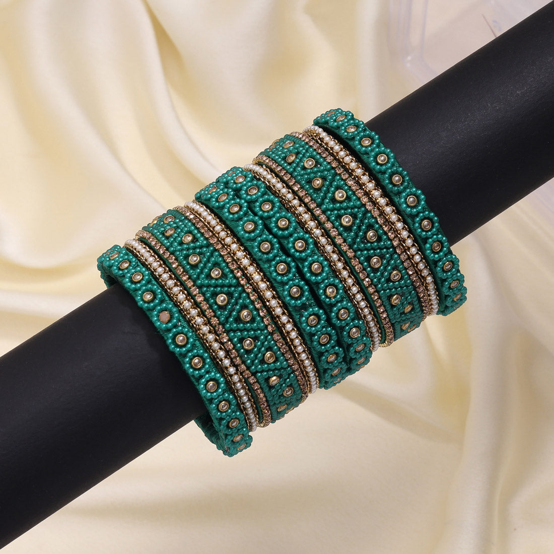 Green Color Thread Bangle Set: 2.10 (TRB183GRN-2.10) Jewellery GetGlit