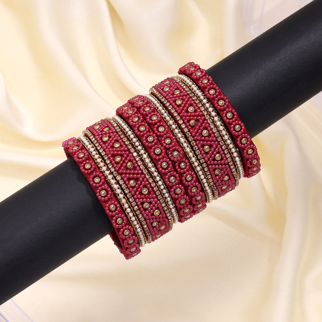 Maroon Color Thread Bangle Set: 2.10 (TRB183MRN-2.10) Jewellery GetGlit