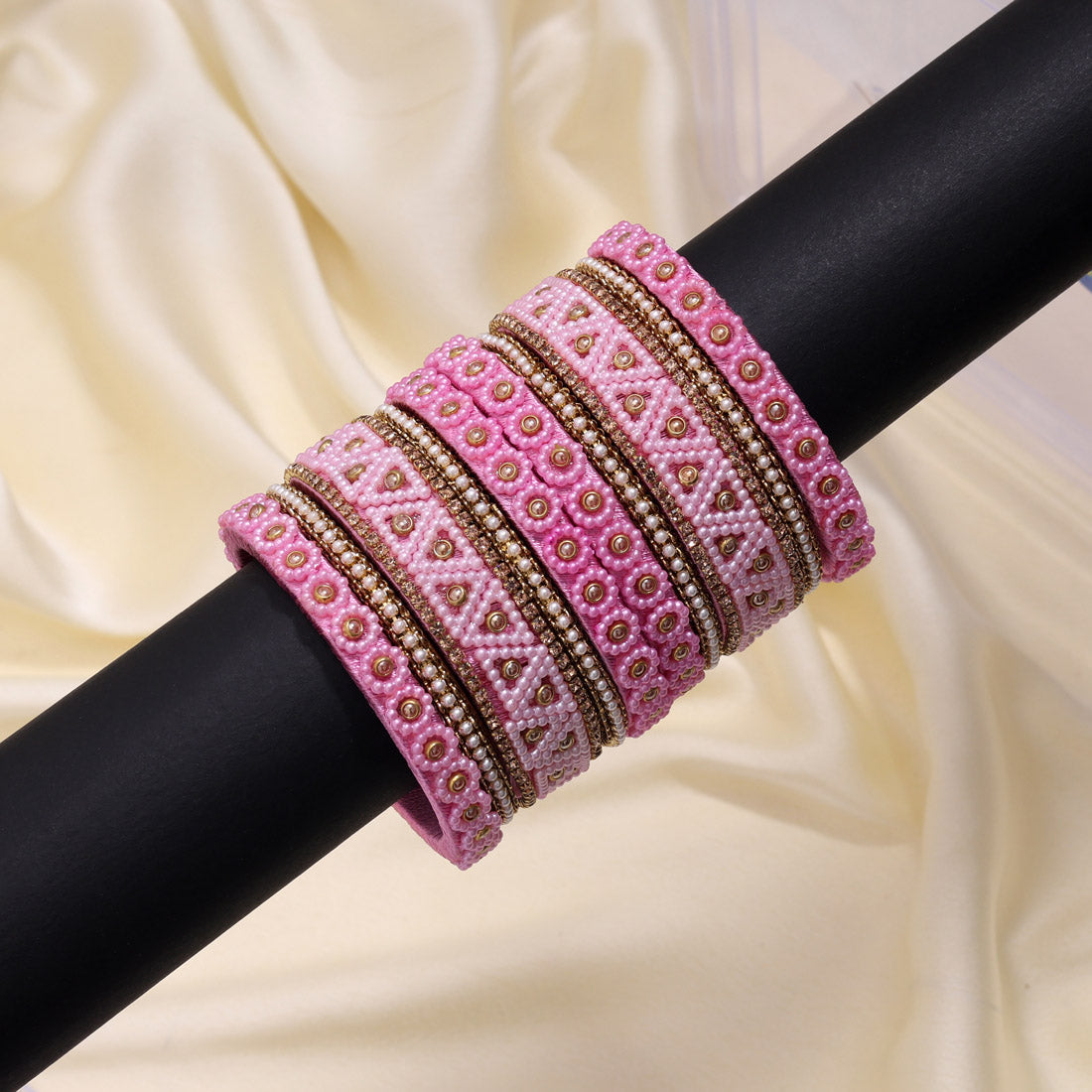 Pink Color Thread Bangle Set: 2.10 (TRB183PNK-2.10) Jewellery GetGlit