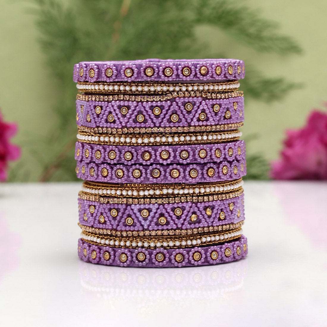 Purple Color Thread Bangle Set: 2.10 (TRB183PRP-2.10) Jewellery GetGlit