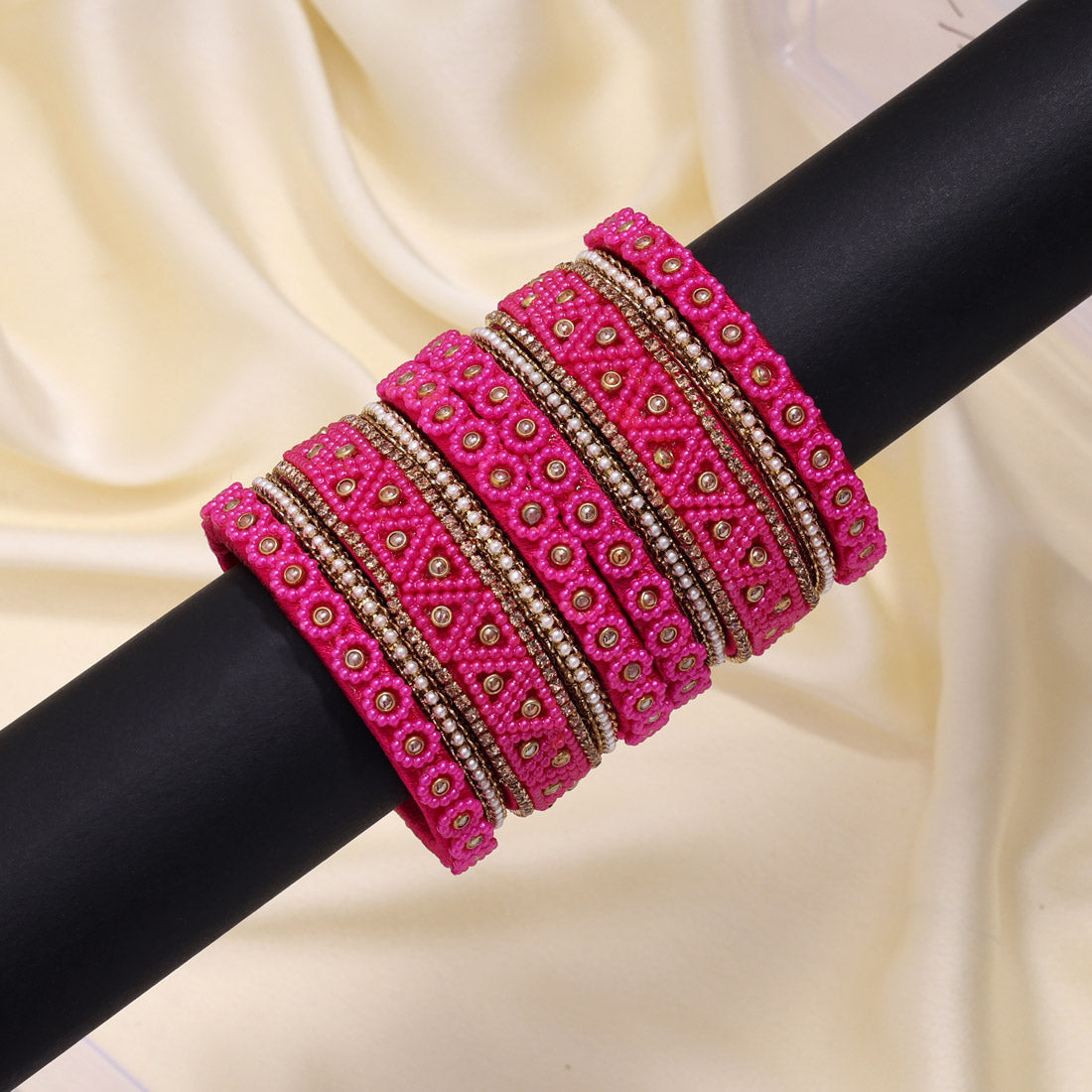 Rani Color Thread Bangle Set: 2.10 (TRB183RNI-2.10) Jewellery GetGlit