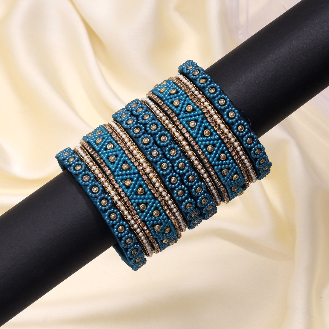 Turquoise Blue Color Thread Bangle Set: 2.10 (TRB183TBLU-2.10) Jewellery GetGlit