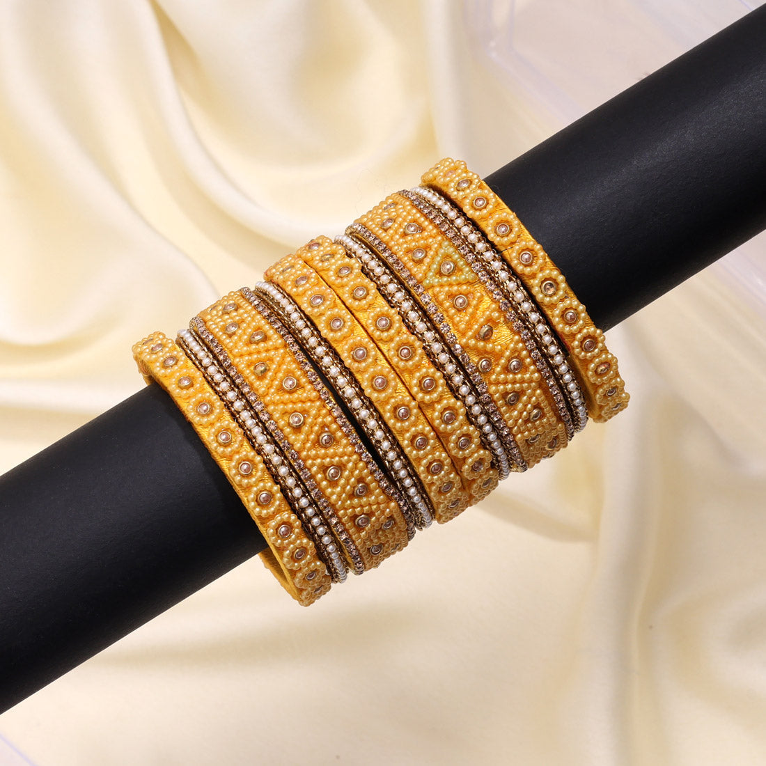 Yellow Color Thread Bangle Set: 2.4 (TRB183YLW-2.4) Jewellery GetGlit