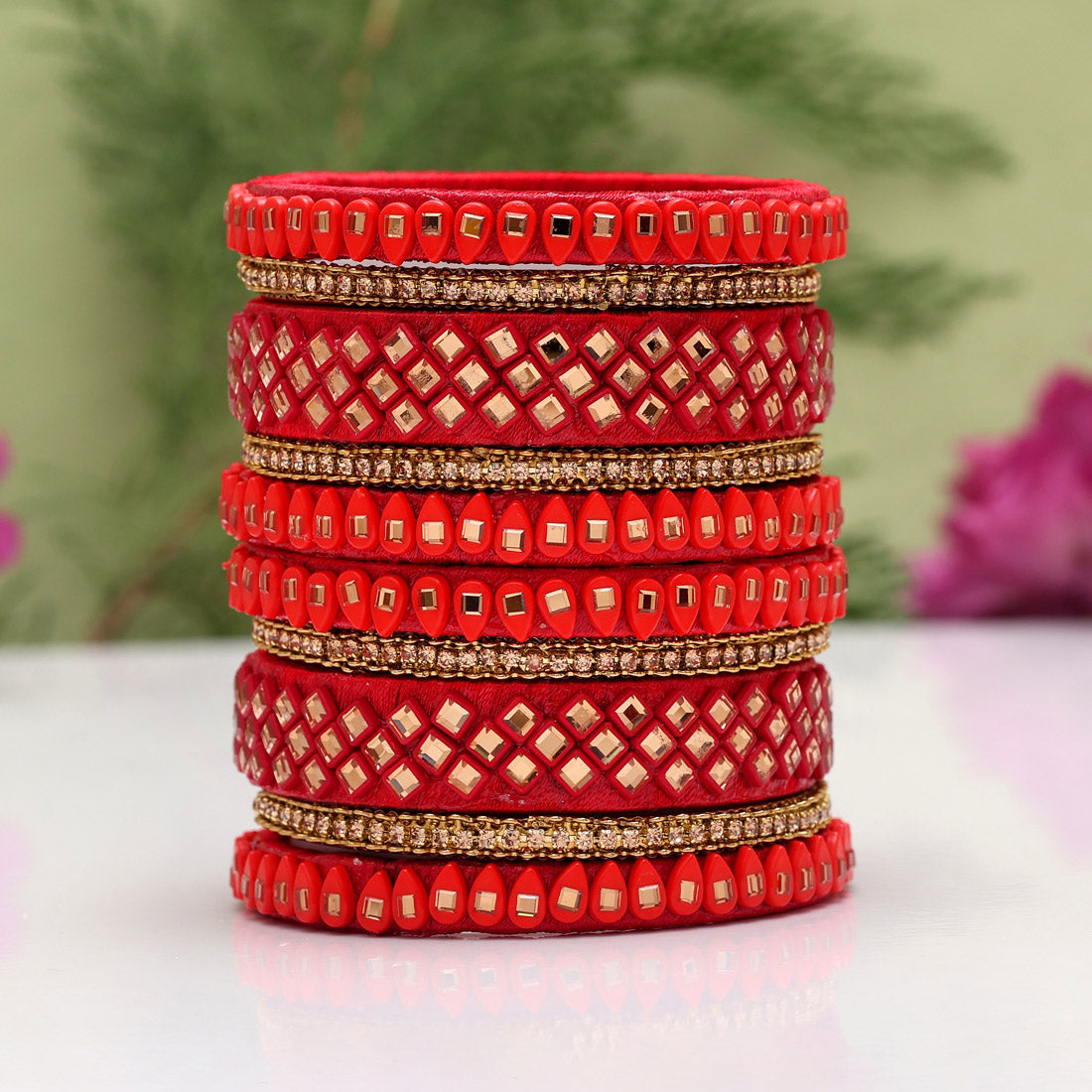 Maroon Color Thread Bangle Set: 2.12 (TRB184MRN-2.12) Jewellery GetGlit