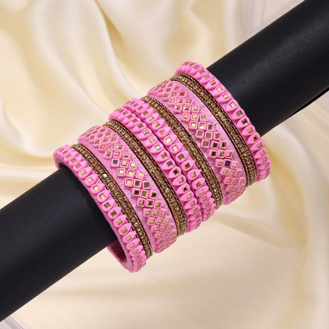 Pink Color Thread Bangle Set: 2.10 (TRB184PNK-2.10) Jewellery GetGlit