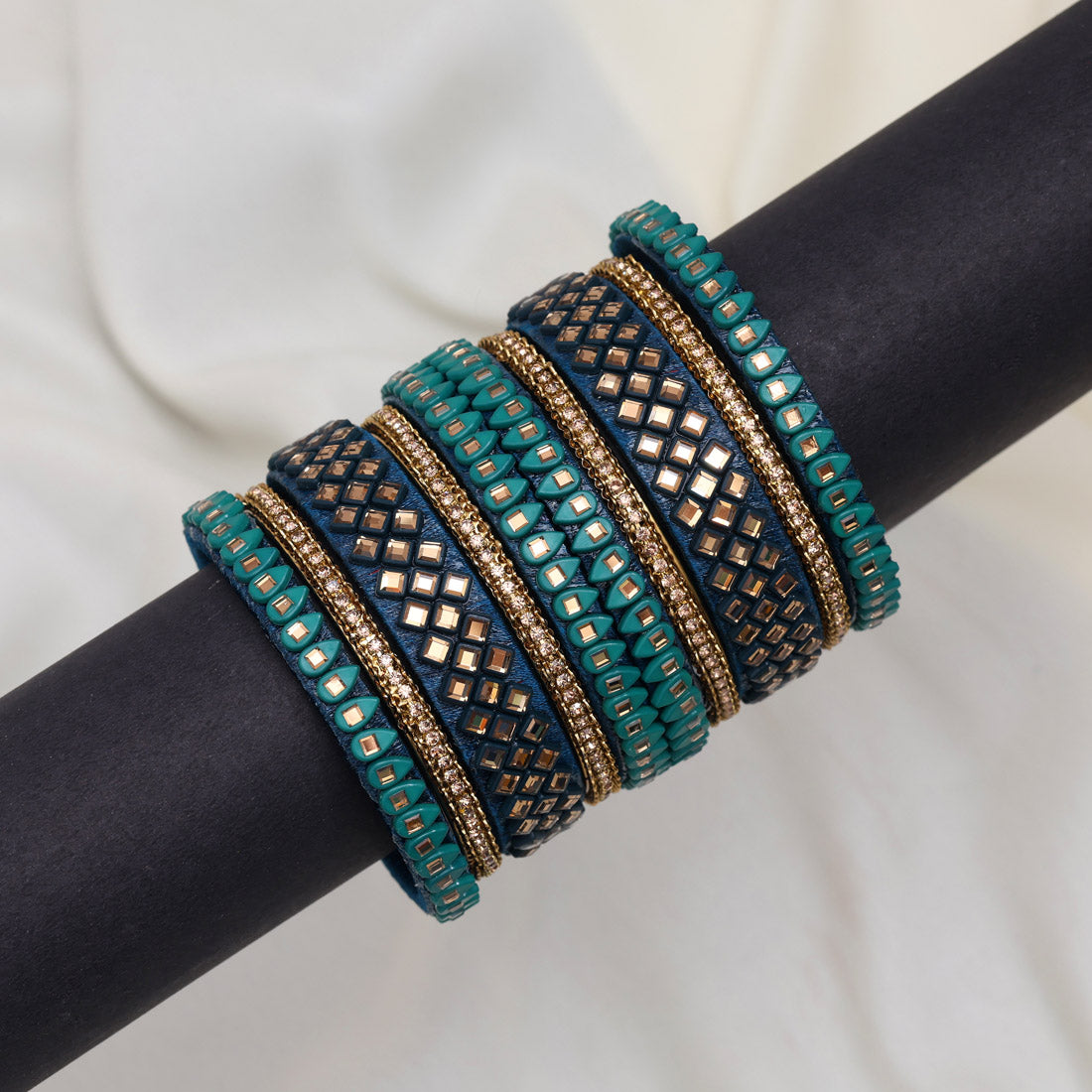 Rama Green Color Thread Bangle Set: 2.10 Jewellery GetGlit