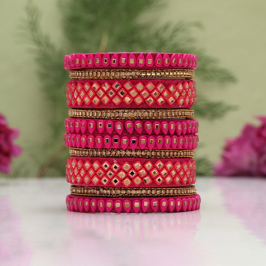 Rani Color Thread Bangle Set: 2.10 (TRB184RNI-2.10)