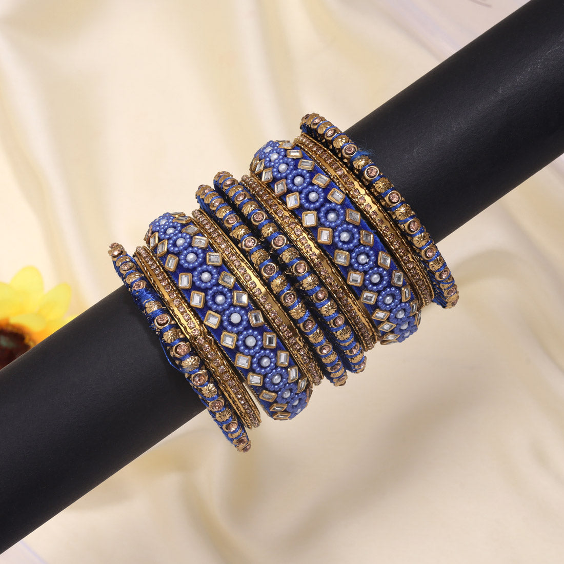 Blue Color Thread Bangle Set: 2.4 (TRB187BLU-2.4)