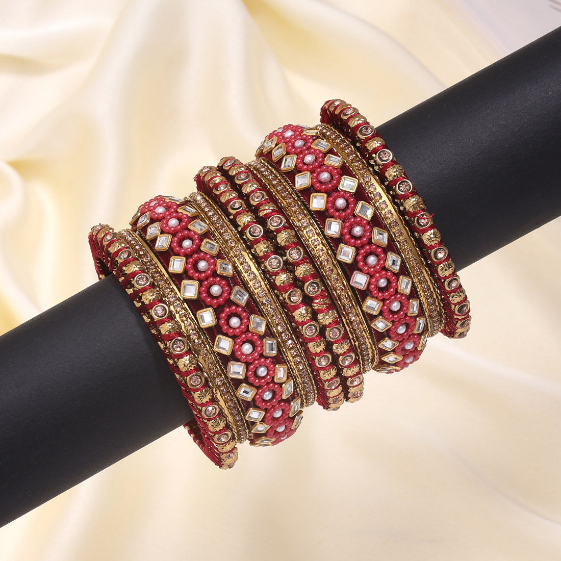 Maroon Color Thread Bangle Set: 2.8 (TRB187MRN-2.8) Jewellery GetGlit