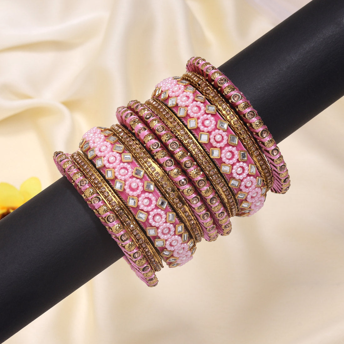 Pink Color Thread Bangle Set: 2.4 (TRB187PNK-2.4) Jewellery GetGlit