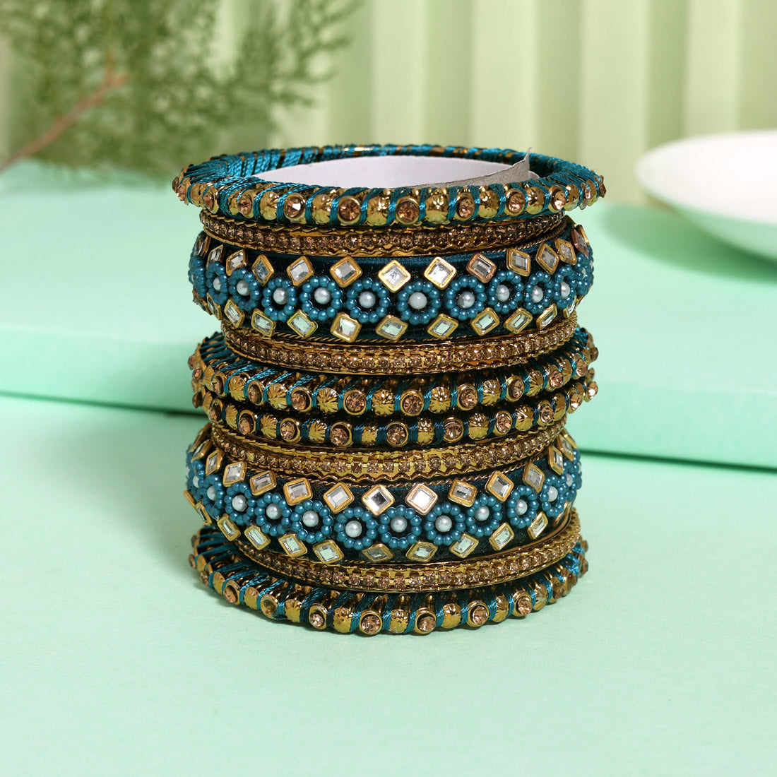 Rama Green Color Thread Bangle Set: 2.6 (TRB187RGRN-2.6) Jewellery GetGlit