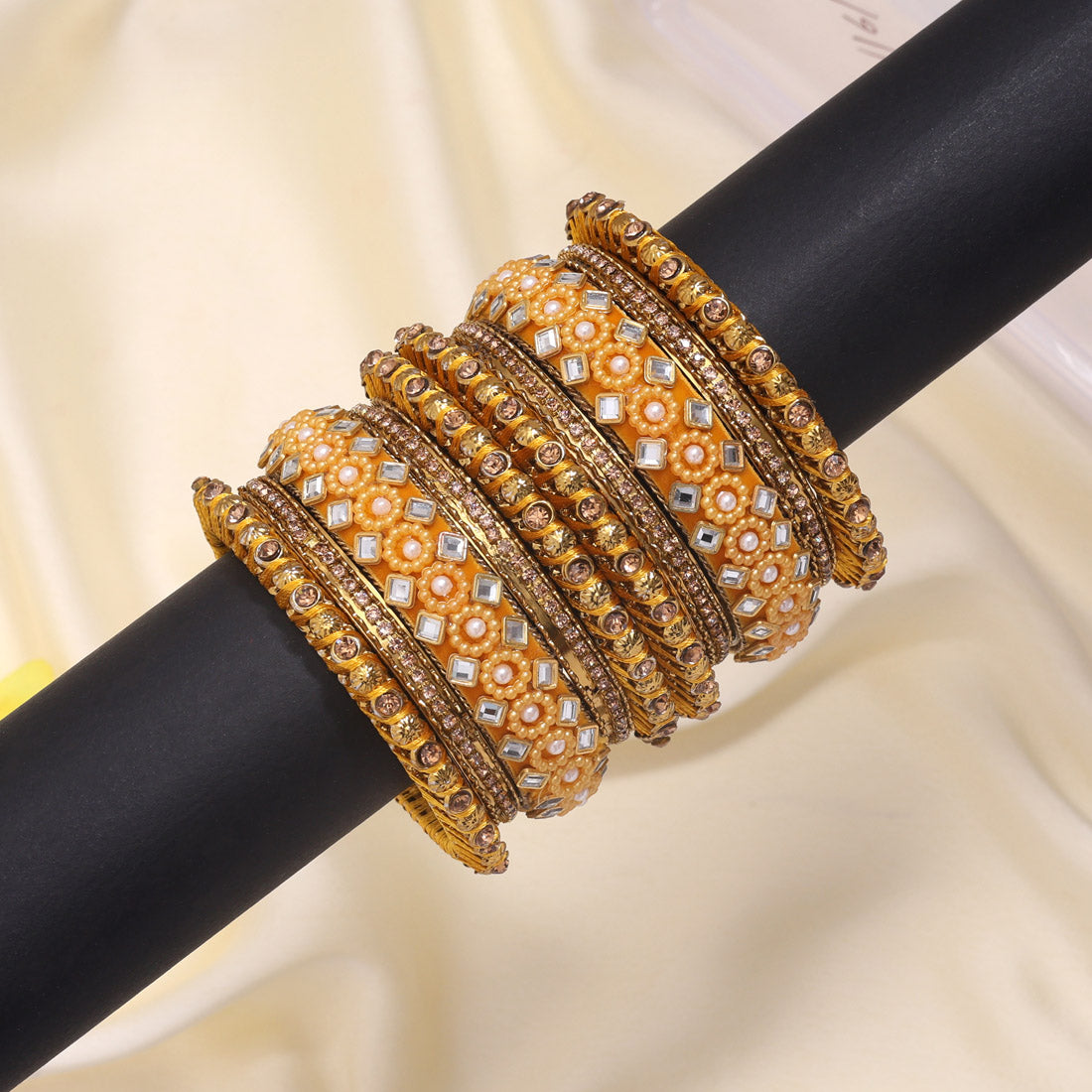 Yellow Color Thread Bangle Set: 2.4 (TRB187YLW-2.4) Jewellery GetGlit