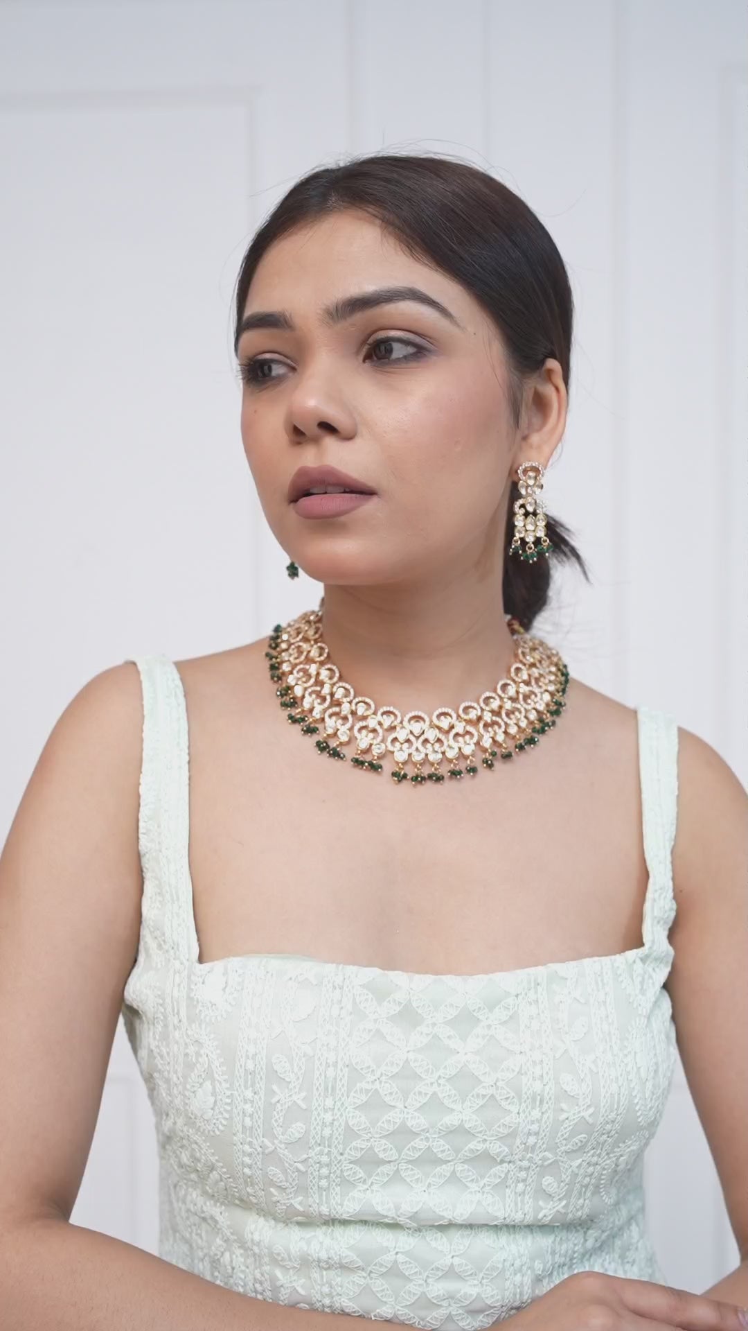 Green American Diamond Designer Necklace Jewellery GetGlit
