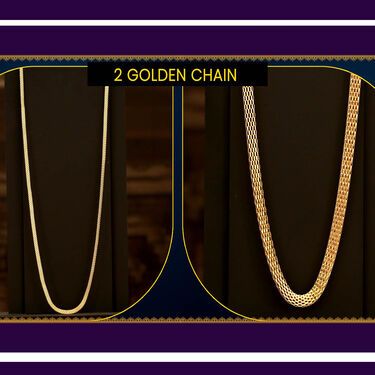 Fidato Pack Of 2 Golden Chain With Bracelet + Ring + Digital Watch Combo  Glitstudio   
